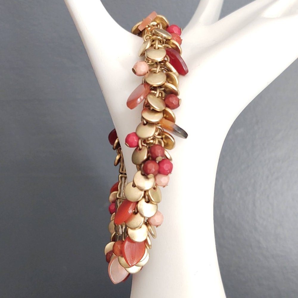 Tiny multi colored dangle beaded stretch bracelet